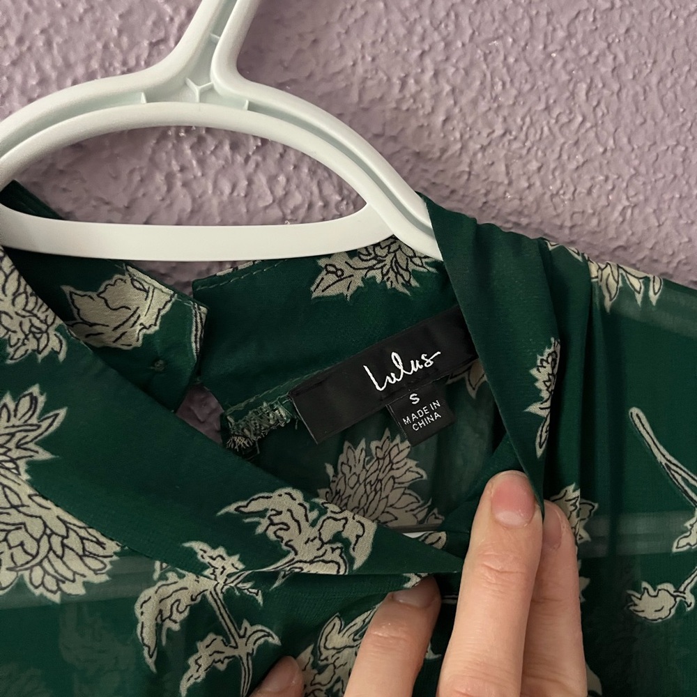 Lulu's Green Floral Midi Dress - Picture 3 of 3